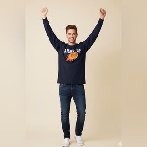 Men’s size extra large, navy blue long sleeve armed up basketball